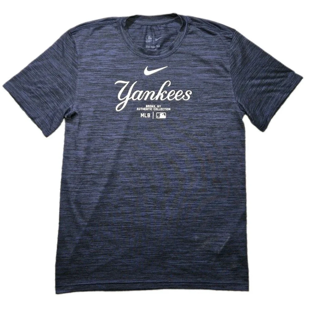 Nike DriFit MLB New York Yankees Short Sleeve T Shirt Mens Medium Blue